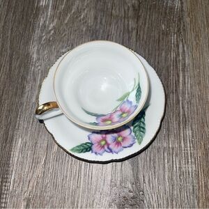 Ucagco Japan Vintage China Tea Cup & Saucer Floral Gold Trim